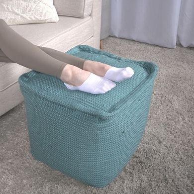 GOODSILO Handcrafted Cotton Yarn Square Pouf Ottoman Floor Cushion Seating Accent