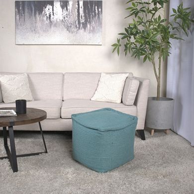 GOODSILO Handcrafted Cotton Yarn Square Pouf Ottoman Floor Cushion Seating Accent