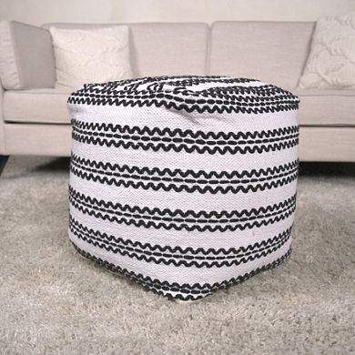 GOODSILO Handcrafted Fabric Pouf Ottoman Footrest Accent Seating Cube Stool