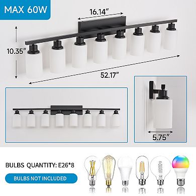 ELEMENT ACE Modern Eight-Light Wall Sconce with Glass Shade Fixture