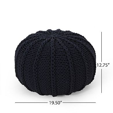 GOODSILO Knitted Cotton Round Pouf Ottoman Floor Cushion Decorative Home Accent