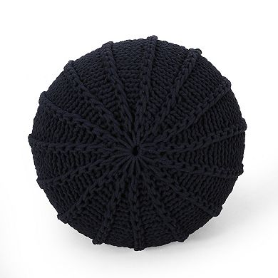 GOODSILO Knitted Cotton Round Pouf Ottoman Floor Cushion Decorative Home Accent