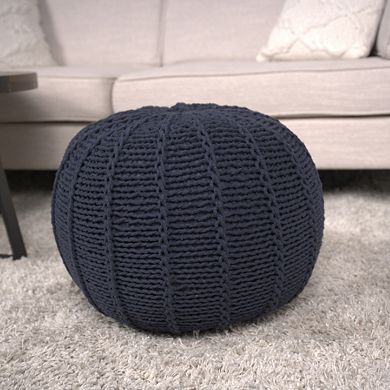 GOODSILO Knitted Cotton Round Pouf Ottoman Floor Cushion Decorative Home Accent