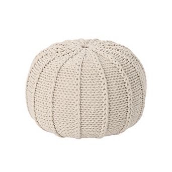 GOODSILO Knitted Cotton Round Pouf Ottoman Floor Cushion Decorative Home Accent
