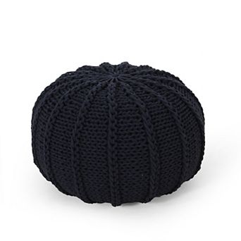 GOODSILO Knitted Cotton Round Pouf Ottoman Floor Cushion Decorative Home Accent
