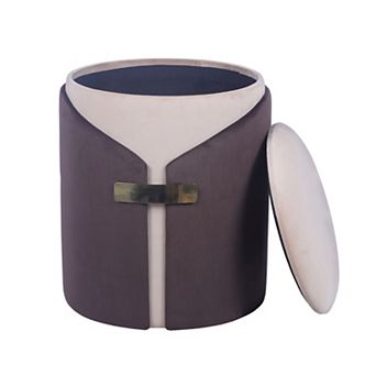 GOODSILO Two-Toned Ottoman with Storage Compartment Vanity Stool Furniture