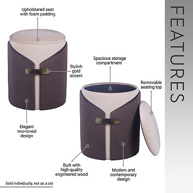 GOODSILO Two-Toned Ottoman with Storage Compartment Vanity Stool Furniture