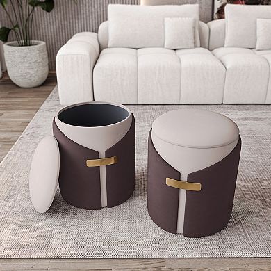 GOODSILO Two-Toned Ottoman with Storage Compartment Vanity Stool Furniture