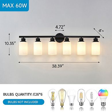 ELEMENT ACE Six-Light Matte Black Wall Sconce Lighting Fixture Glass Shades