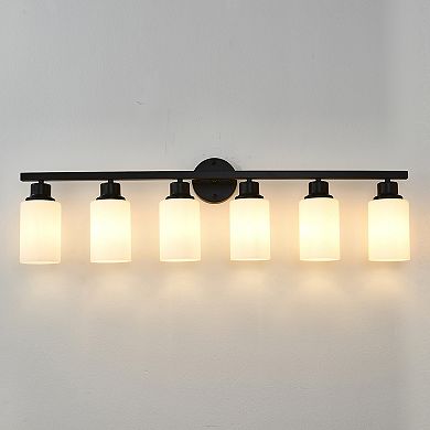 ELEMENT ACE Six-Light Matte Black Wall Sconce Lighting Fixture Glass Shades