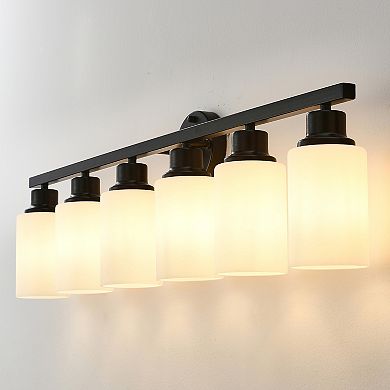 ELEMENT ACE Six-Light Matte Black Wall Sconce Lighting Fixture Glass Shades