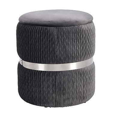 GOODSILO Modern Velvet Round Storage Ottoman Tufted Upholstered Footrest