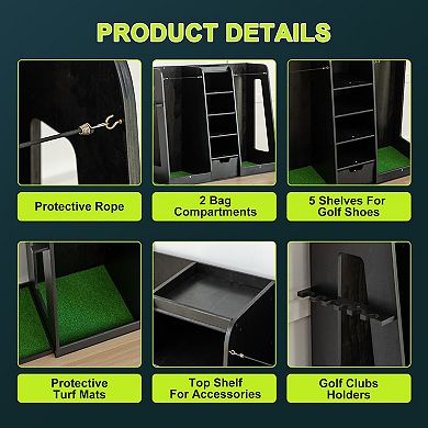 ELEMENT ACE Wooden Golf Bag Organizer and Storage Rack with Drawers