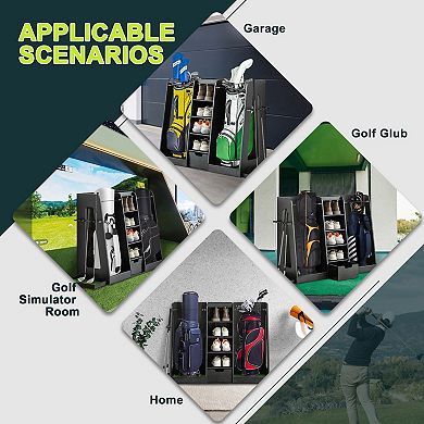 ELEMENT ACE Wooden Golf Bag Organizer and Storage Rack with Drawers