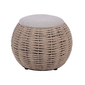 GOODSILO Natural Woven Storage Ottoman Bench for Home Organization