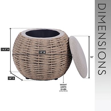 GOODSILO Natural Woven Storage Ottoman Bench for Home Organization