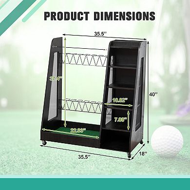 ELEMENT ACE Premium Wooden Golf Equipment Storage Rack for Two Full-Size Golf Bags
