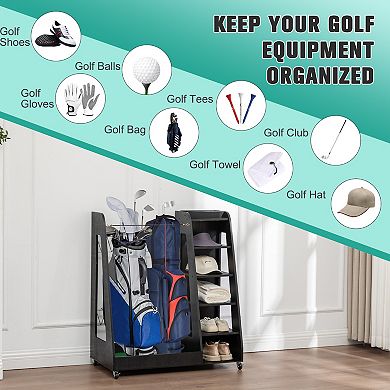 ELEMENT ACE Premium Wooden Golf Equipment Storage Rack for Two Full-Size Golf Bags