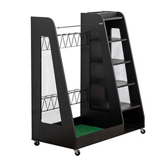 ELEMENT ACE Premium Wooden Golf Equipment Storage Rack for Two Full-Size Golf Bags