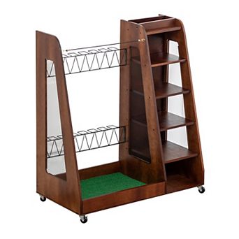 ELEMENT ACE Premium Wooden Golf Equipment Storage Rack for Two Full-Size Golf Bags