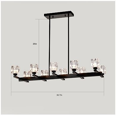 ELEMENT ACE Modern Linear Crystal Chandelier with Metal Frame for Dining Room Lighting