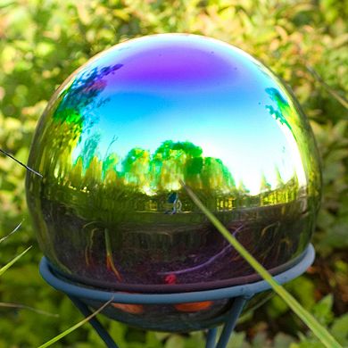 Rainbow Gazing Ball Stainless Steel Gazing Globe Mirror Sphere 1 Pcs