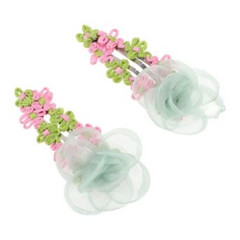 Pastoral Style Mesh Flowers Hair Clip 2 pc