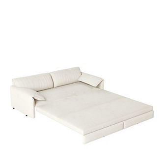CEWOR 66" 3-in-1 Queen Pull Out Sofa Bed, Velvet Convertible Loveseat with Side Storage
