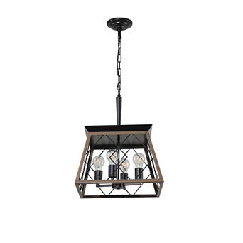 ELEMENT ACE Industrial Metal Cage Four-Light Adjustable Hanging Pendant Lighting Fixture