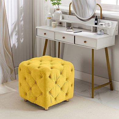 GOODSILO Modern Velvet Upholstered Ottoman Footstool End Table Seat