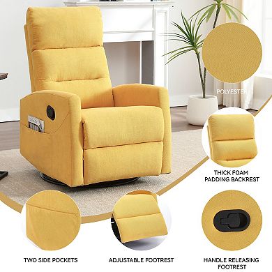 CEWOR Fabric Manual Recliner & Swivel Glider with Adjustable Backrest & Footrest
