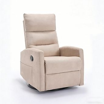 CEWOR Fabric Manual Recliner & Swivel Glider with Adjustable Backrest & Footrest