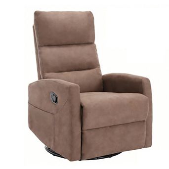 CEWOR Fabric Manual Recliner & Swivel Glider with Adjustable Backrest & Footrest