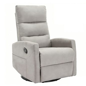 CEWOR Fabric Manual Recliner & Swivel Glider with Adjustable Backrest & Footrest