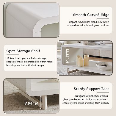 48" Coffee Table, Modern Coffee Table with Open Storage Compartment, Wood Rectangular Center Table