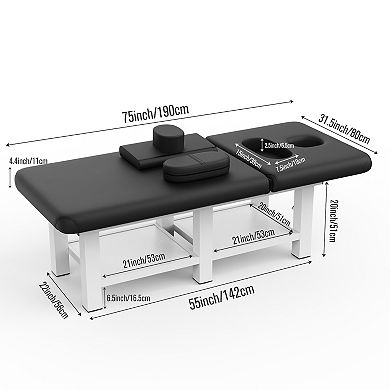 CEWOR Adjustable-Back Massage Table, Sturdy Metal Frame, 6 Square Legs & Segmented Design