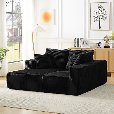 CEWOR 103" Left Armrest Modular Cloud Sectional Sofa, 4-Seater Corduroy Sectional Sofa, No Assembly
