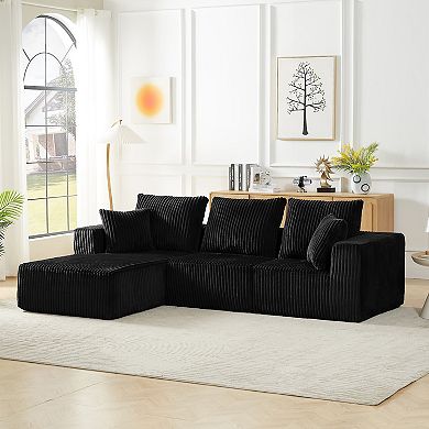 CEWOR 103" Left Armrest Modular Cloud Sectional Sofa, 4-Seater Corduroy Sectional Sofa, No Assembly