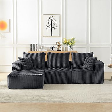 CEWOR 103" Left Armrest Modular Cloud Sectional Sofa, 4-Seater Corduroy Sectional Sofa, No Assembly
