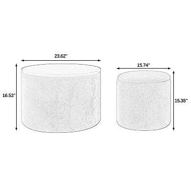 GOODSILO Round Chenille Storage Ottoman Set with Drum Stool and Lift-Top Lid