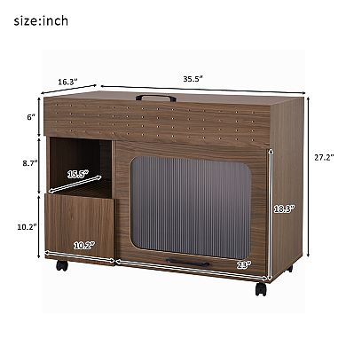 ELEMENT ACE Modern Dual-Purpose Cat Litter Enclosure Storage Cabinet Side Table