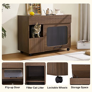 ELEMENT ACE Modern Dual-Purpose Cat Litter Enclosure Storage Cabinet Side Table