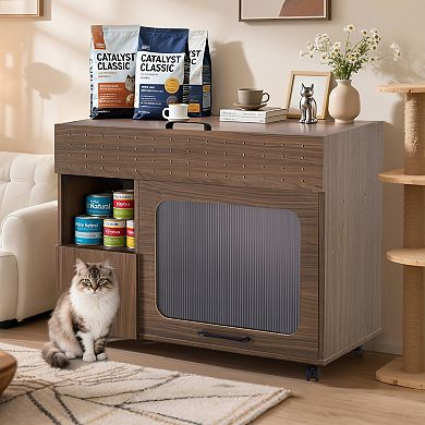 ELEMENT ACE Modern Dual-Purpose Cat Litter Enclosure Storage Cabinet Side Table
