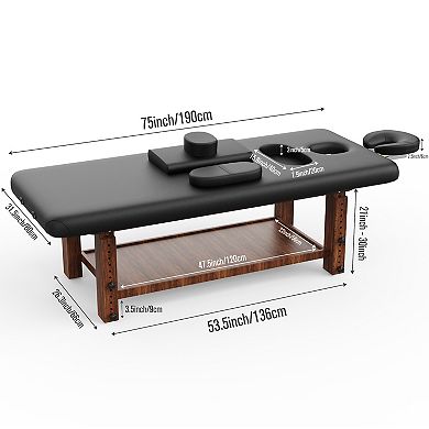 CEWOR Solid Birchwood Massage Table with Adjustable Legs & Included Pillow