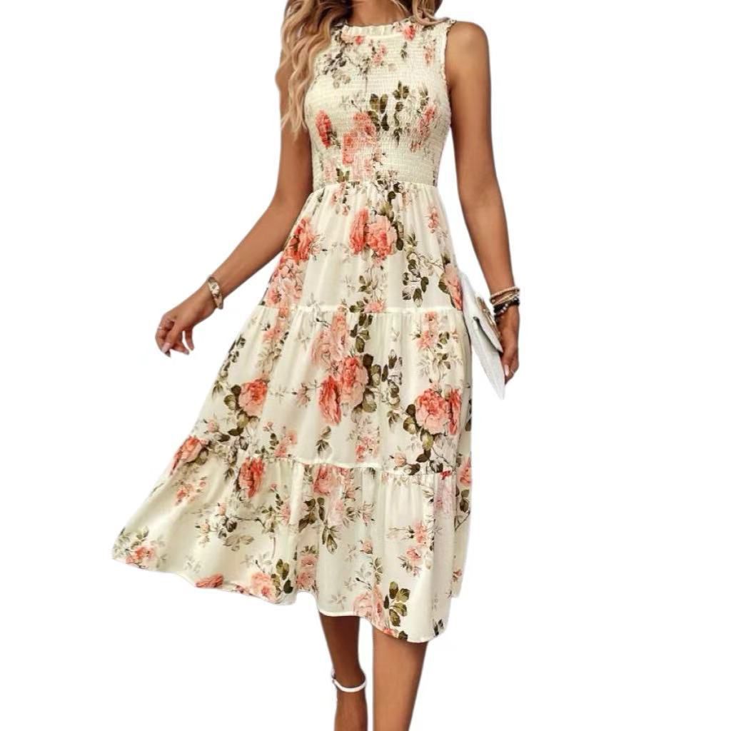 Женские платья Summer Midi Sundress Casual Sleeveless Smocked Tank Dress Beach Tiered Flowy Maxi Dresses