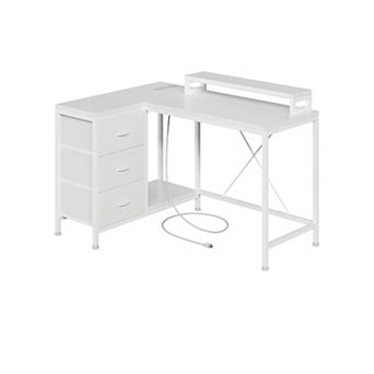 IDEALHOUSE L-Shaped Computer Desk with LED & Outlets