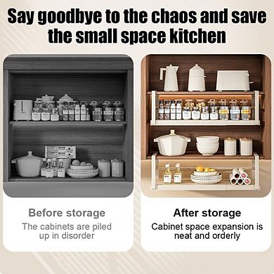 Expandable Under Cabinet shelf, Hanging Under Shelf Storage Basket, Metal Under Desk Storage Shelf