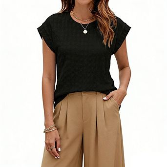 Women's Sleeveless Blouse Round Neck Tank Top Casual Workwear Shirt Soft Breathable Fabric Top