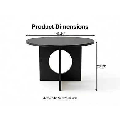 Modern Scandinavian Round Dining Table with Pedestal Base for Kitchen and Dining Room