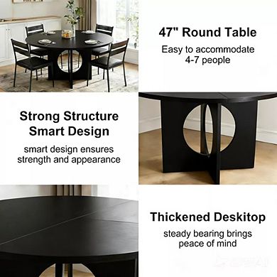 Modern Scandinavian Round Dining Table with Pedestal Base for Kitchen and Dining Room